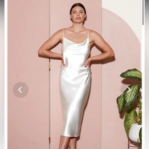 Fleur du Mal cowl neck slip dress in white / cream